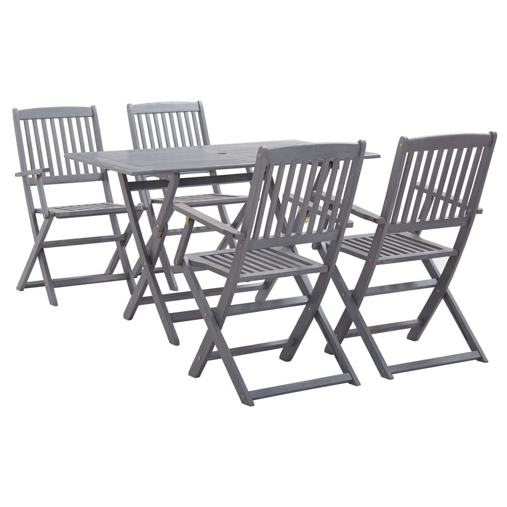 Set da Pranzo per Giardino 5 pz Legno Massello di Acacia Grigio - homemem39