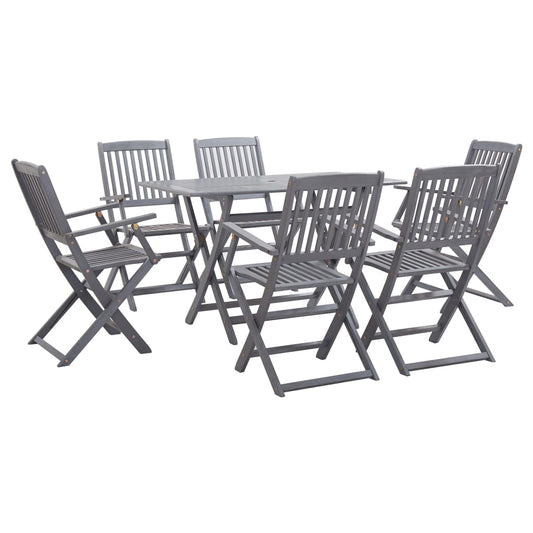 Set da Pranzo per Giardino 7 pz Legno Massello di Acacia Grigio - homemem39