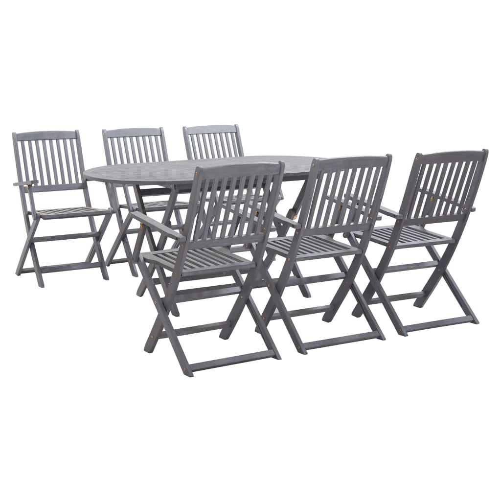 Set da Pranzo per Giardino 7 pz Legno Massello di Acacia Grigio - homemem39