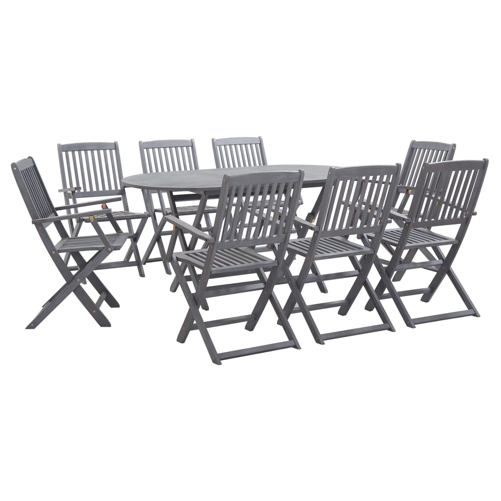 Set da Pranzo per Giardino 9 pz Legno Massello di Acacia Grigio - homemem39