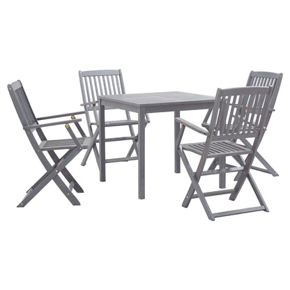 Set da Pranzo per Giardino 5 pz Legno Massello di Acacia Grigio - homemem39