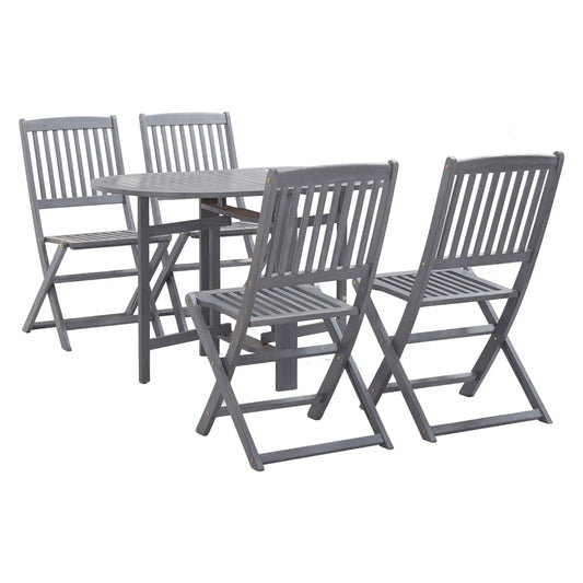 Set da Pranzo per Giardino 5 pz Legno Massello di Acacia Grigio - homemem39