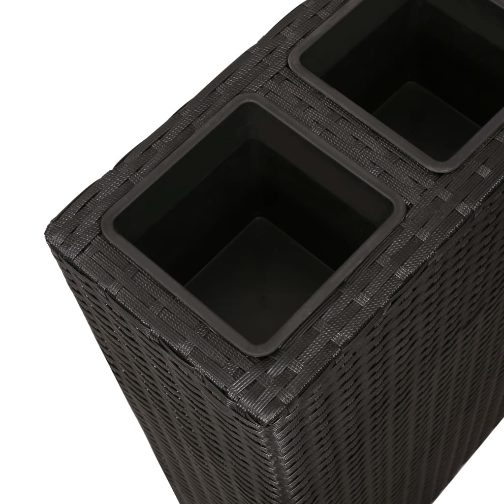 Letti Rialzati da Giardino con 4 Vasi 2 pz in Polyrattan Nero - homemem39