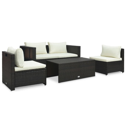 Set Divani da Giardino 6 pz con Cuscini in Polyrattan Marrone - homemem39