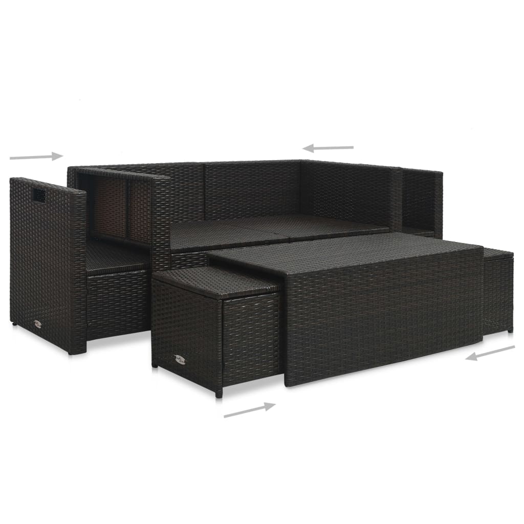 Set Divani da Giardino 6 pz con Cuscini in Polyrattan Marrone - homemem39