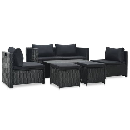 Set Divani da Giardino 6 pz con Cuscini in Polyrattan Nero - homemem39