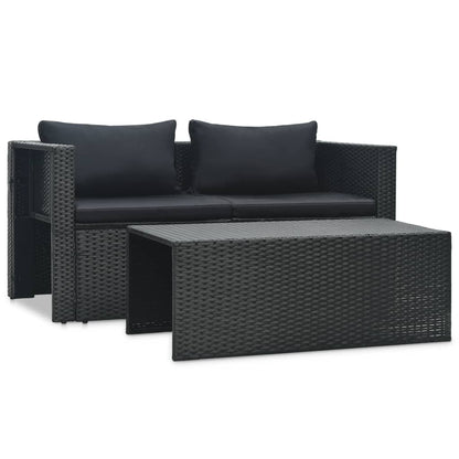 Set Divani da Giardino 6 pz con Cuscini in Polyrattan Nero - homemem39