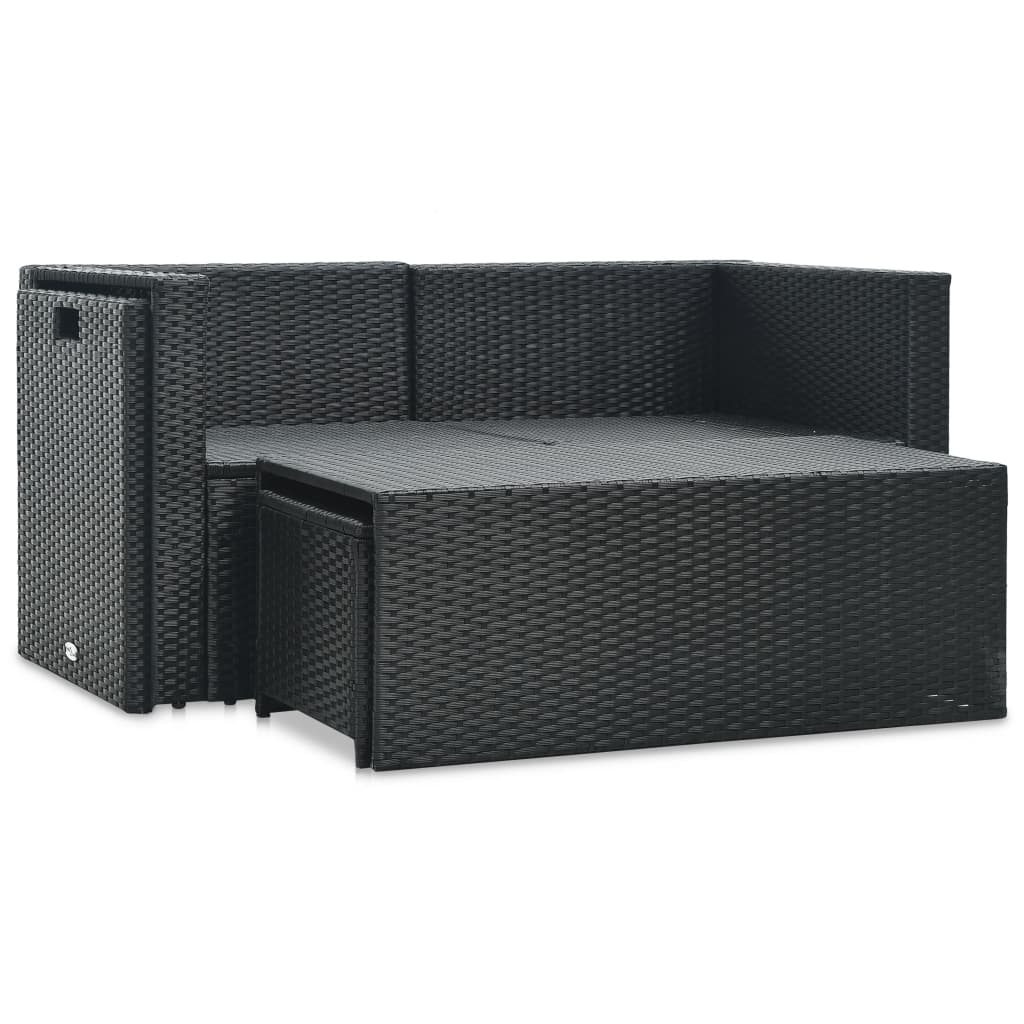 Set Divani da Giardino 6 pz con Cuscini in Polyrattan Nero - homemem39