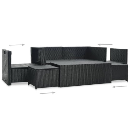 Set Divani da Giardino 6 pz con Cuscini in Polyrattan Nero - homemem39