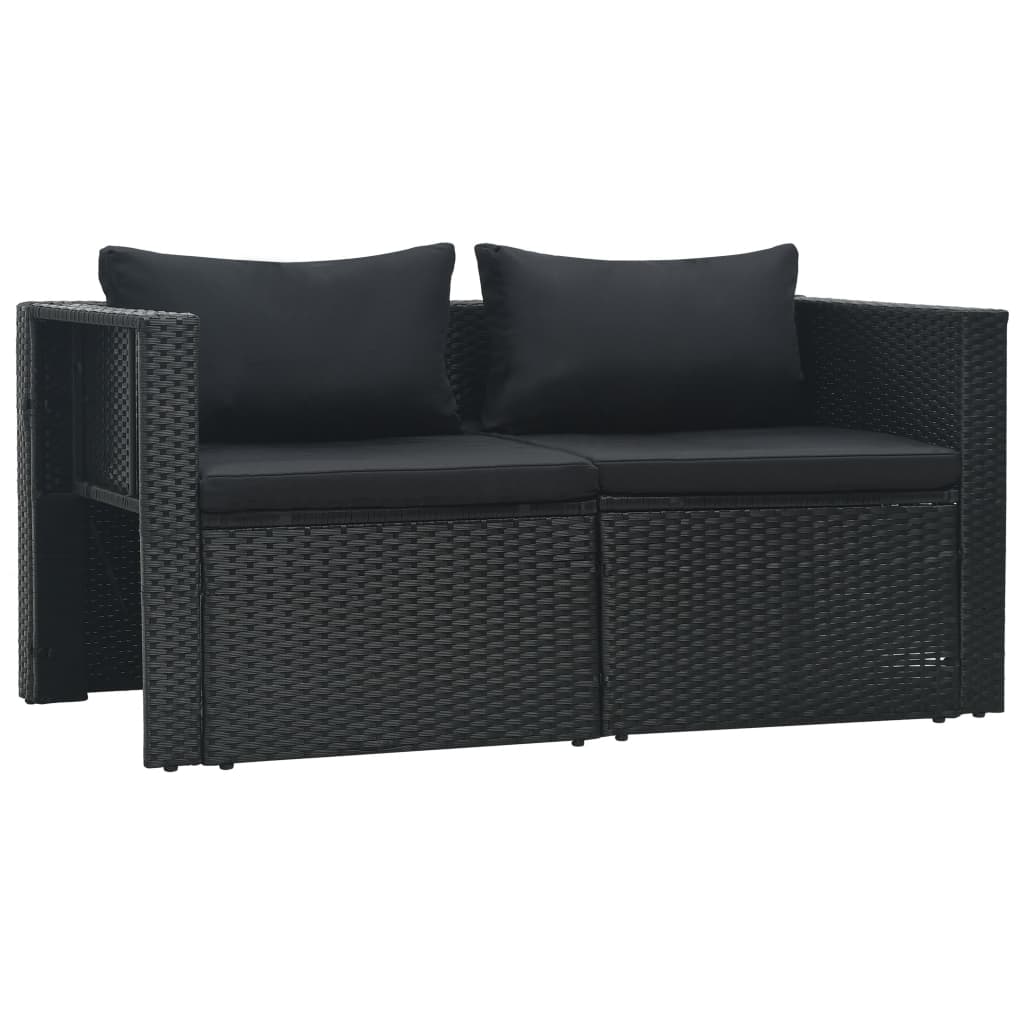 Set Divani da Giardino 6 pz con Cuscini in Polyrattan Nero - homemem39