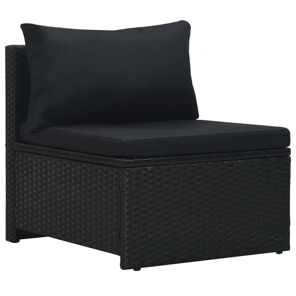 Set Divani da Giardino 6 pz con Cuscini in Polyrattan Nero - homemem39