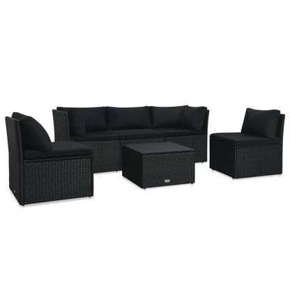 Set Divani da Giardino 4 pz con Cuscini in Polyrattan Nero - homemem39