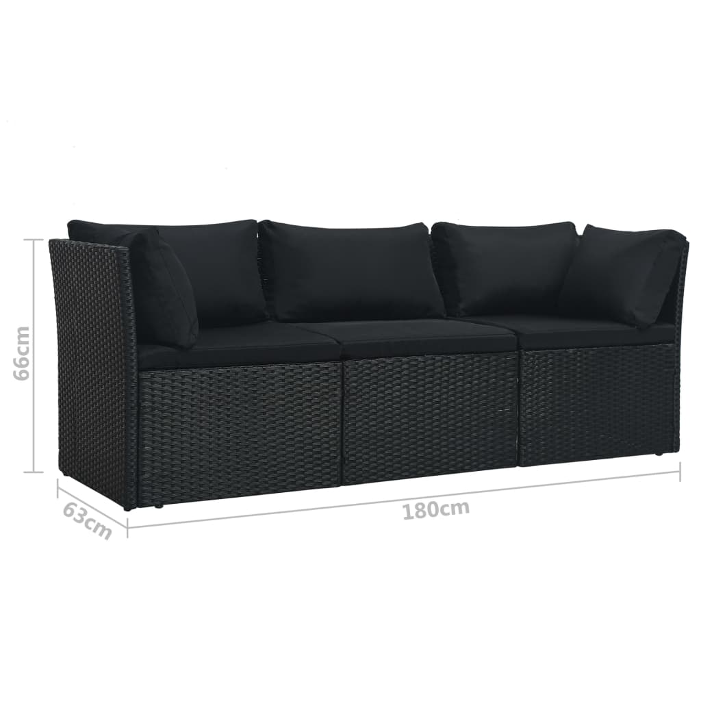 Set Divani da Giardino 4 pz con Cuscini in Polyrattan Nero - homemem39