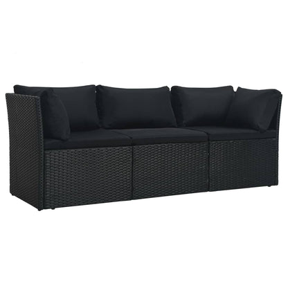 Set Divani da Giardino 4 pz con Cuscini in Polyrattan Nero - homemem39