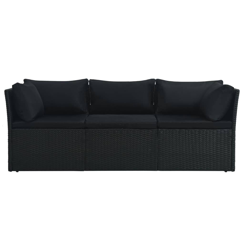 Set Divani da Giardino 4 pz con Cuscini in Polyrattan Nero - homemem39