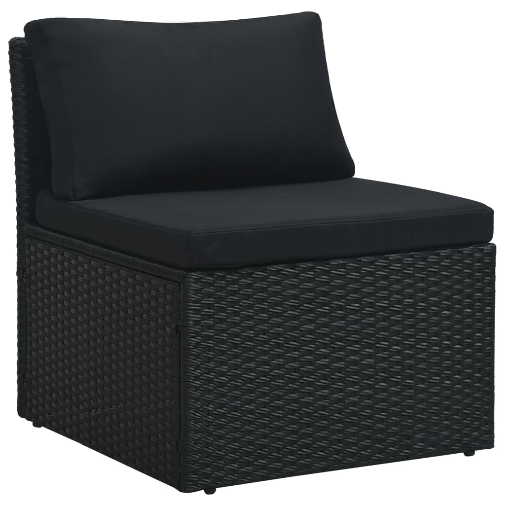 Set Divani da Giardino 4 pz con Cuscini in Polyrattan Nero - homemem39