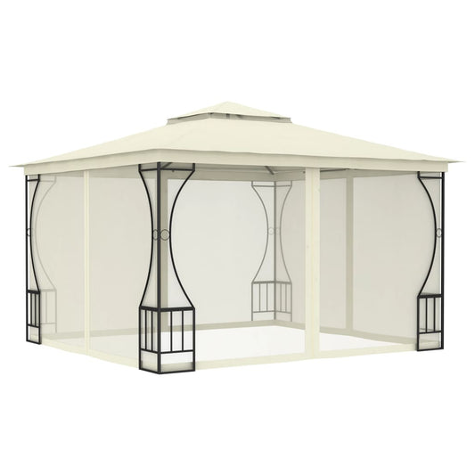 Gazebo con Rete 300x300x265 cm Crema - homemem39