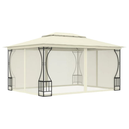 Gazebo con Rete 300x400x265 cm Crema - homemem39