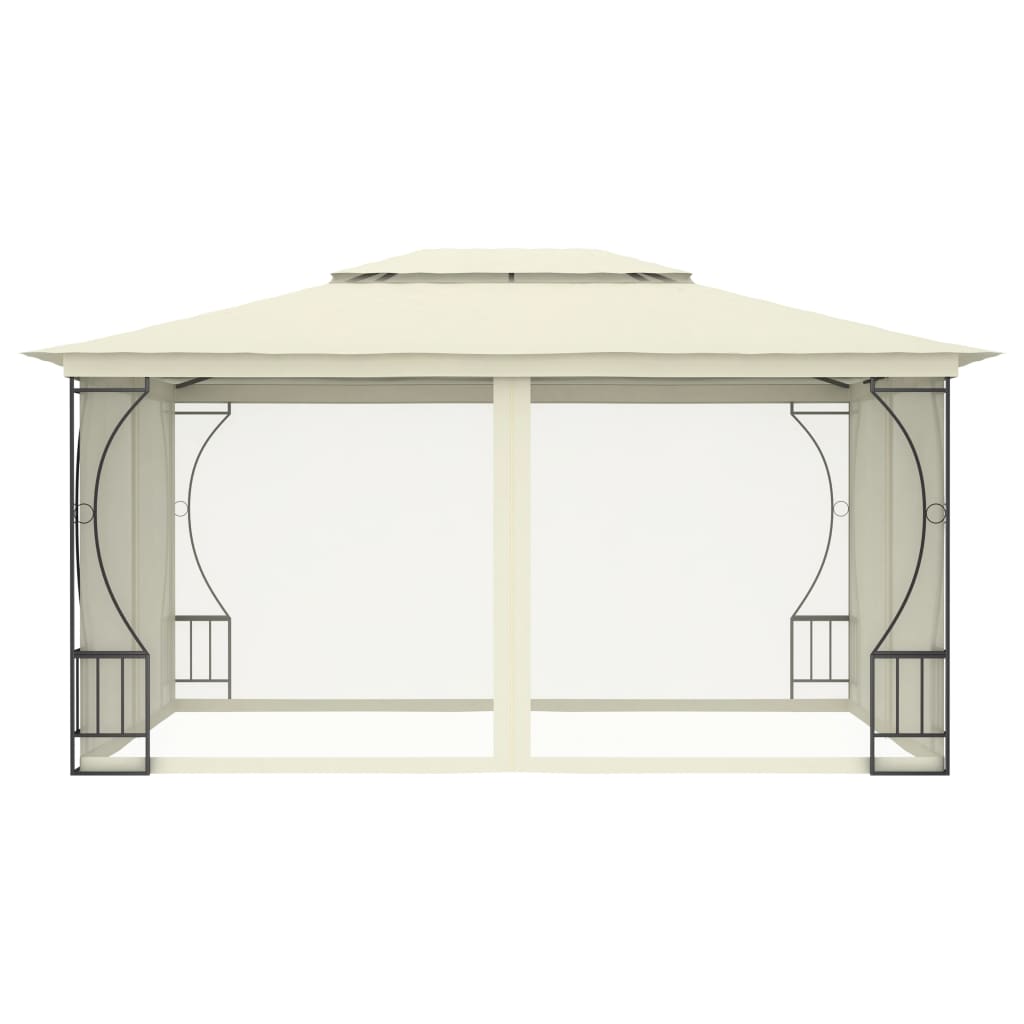 Gazebo con Rete 300x400x265 cm Crema - homemem39