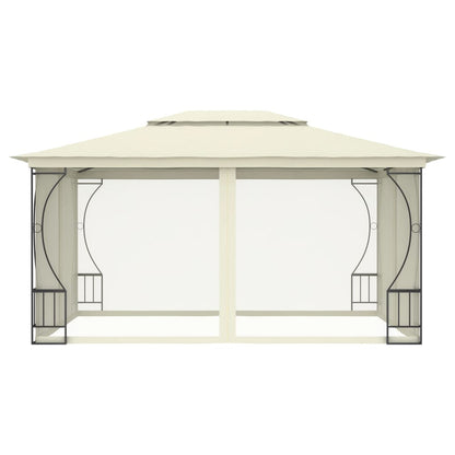 Gazebo con Rete 300x400x265 cm Crema - homemem39