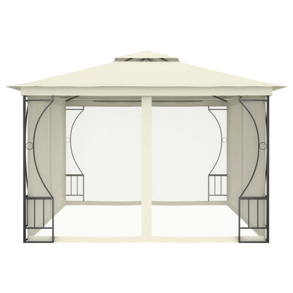 Gazebo con Rete 300x400x265 cm Crema - homemem39