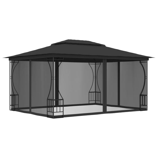 Gazebo con Rete 300x400x265 cm Antracite - homemem39