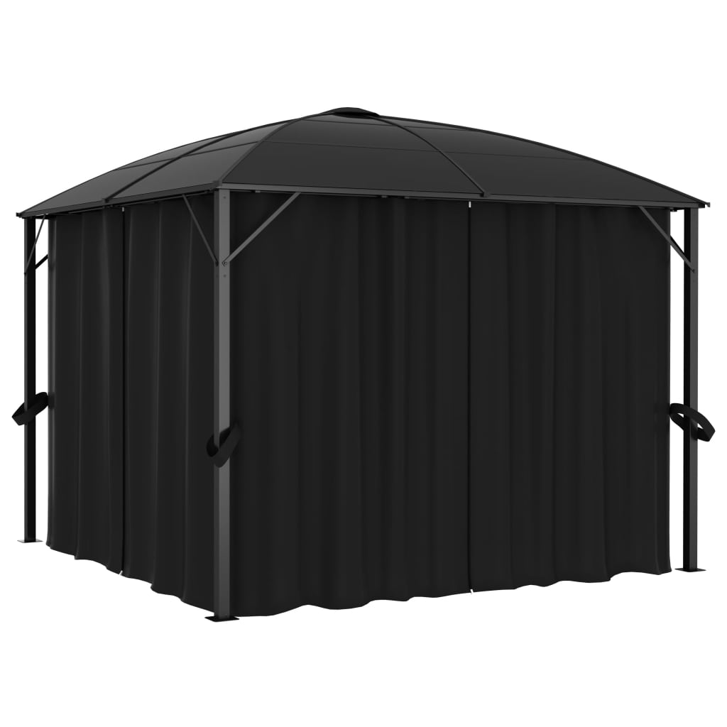 Gazebo con Tende 300x300x265 cm Antracite - homemem39