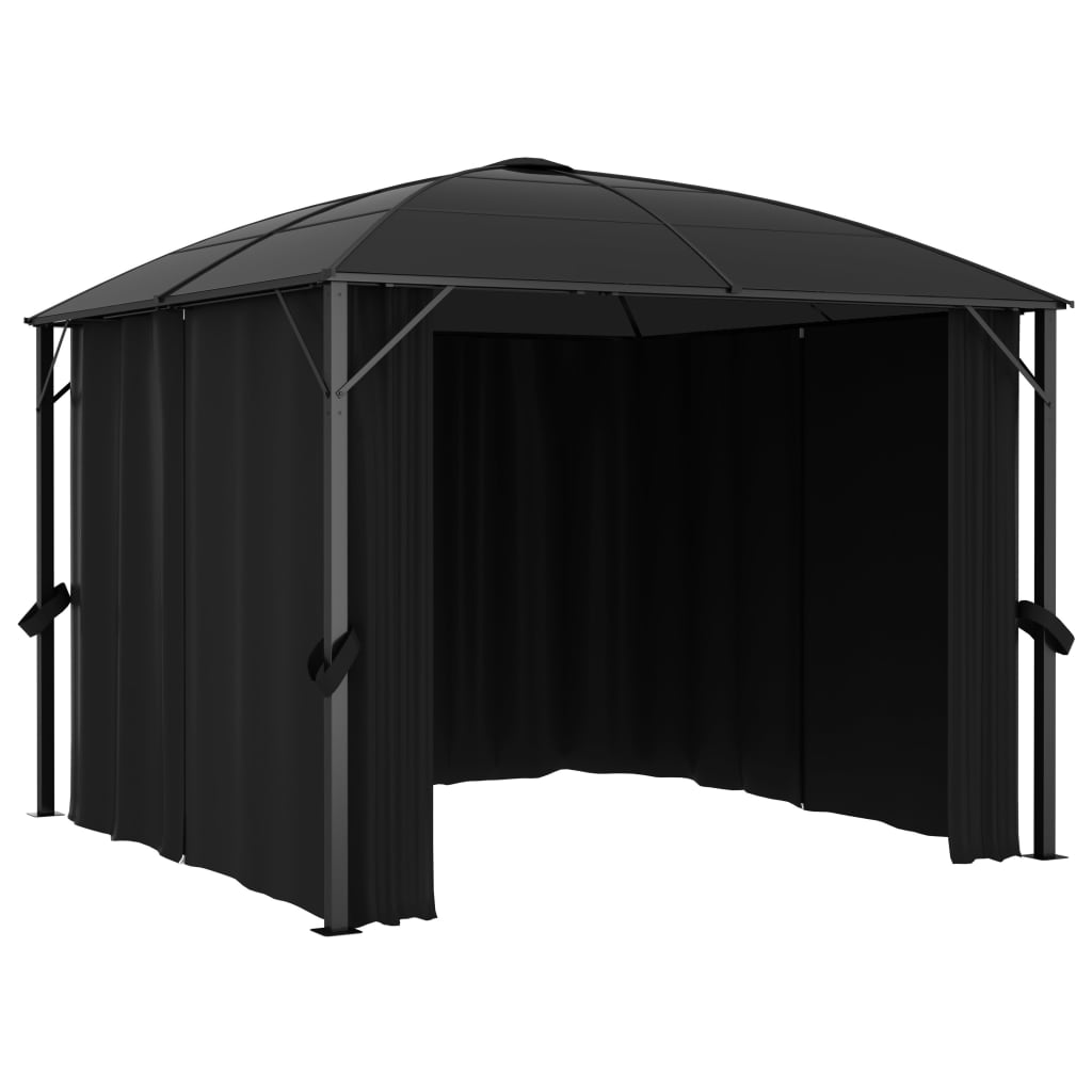 Gazebo con Tende 300x300x265 cm Antracite - homemem39