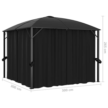 Gazebo con Tende 300x300x265 cm Antracite - homemem39