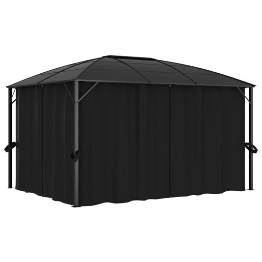 Gazebo con Tende 400x300x265 cm Antracite - homemem39