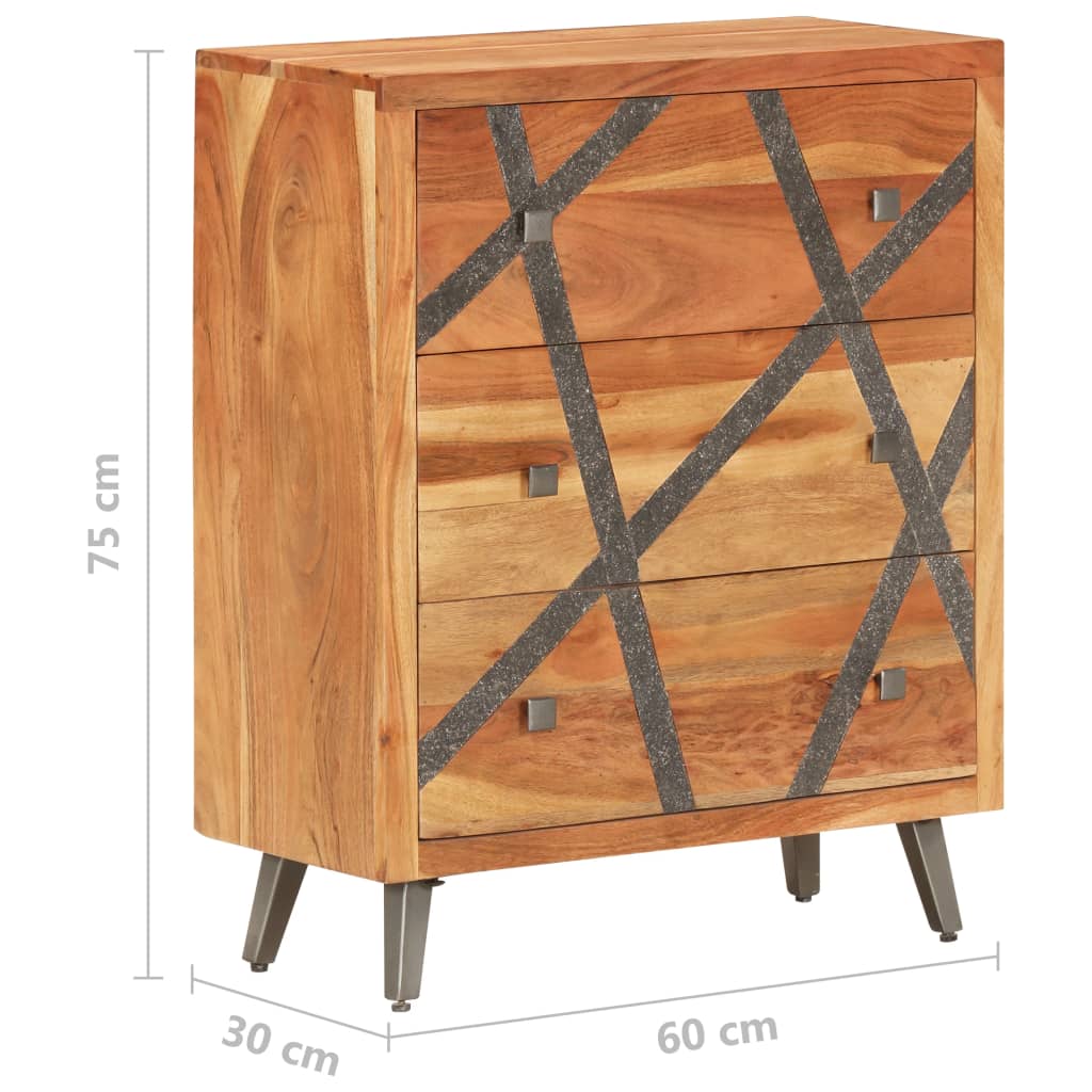 Credenza 60x30x75 cm in Legno Massello di Acacia - homemem39