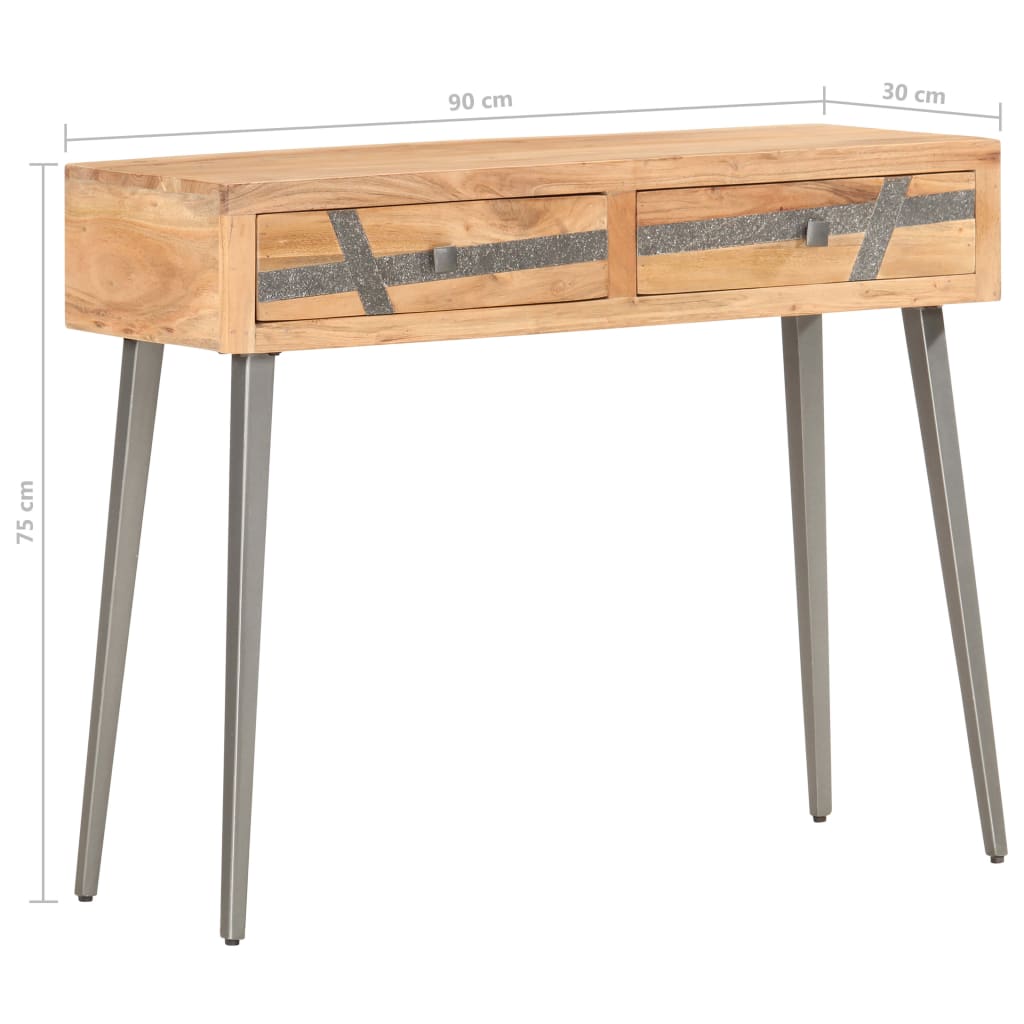 Tavolo Consolle 90x30x75 cm in Legno Massello di Acacia - homemem39