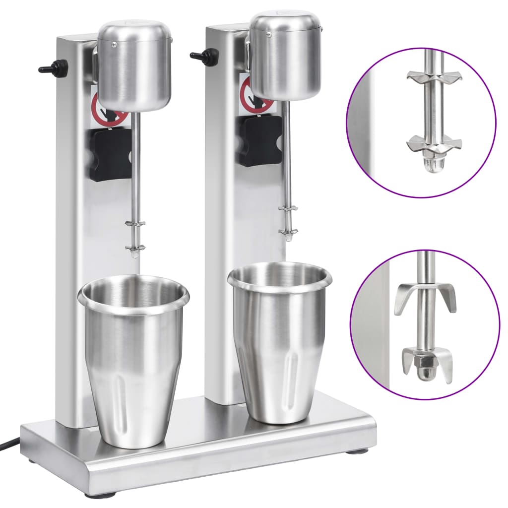 Frullatore per Milkshake con Tazza Doppia in Acciaio Inox 2 L - homemem39