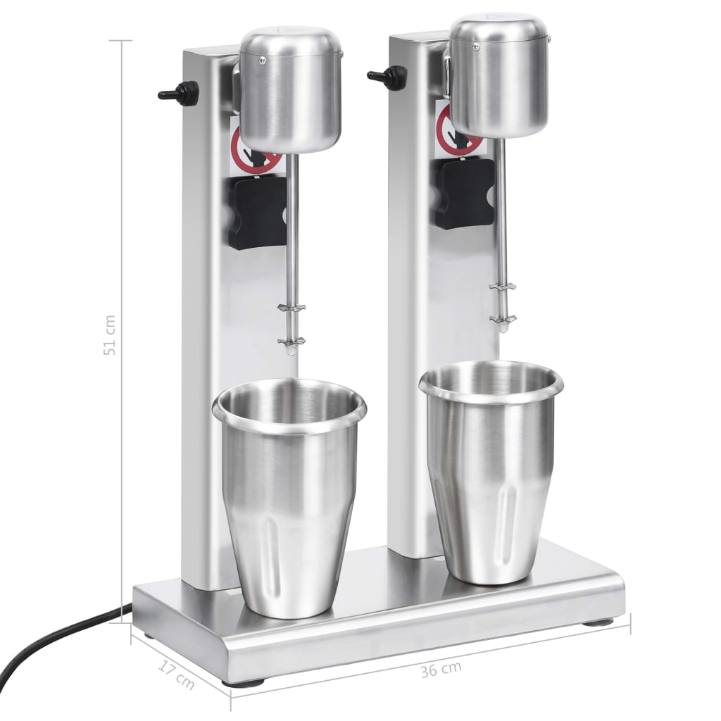 Frullatore per Milkshake con Tazza Doppia in Acciaio Inox 2 L - homemem39