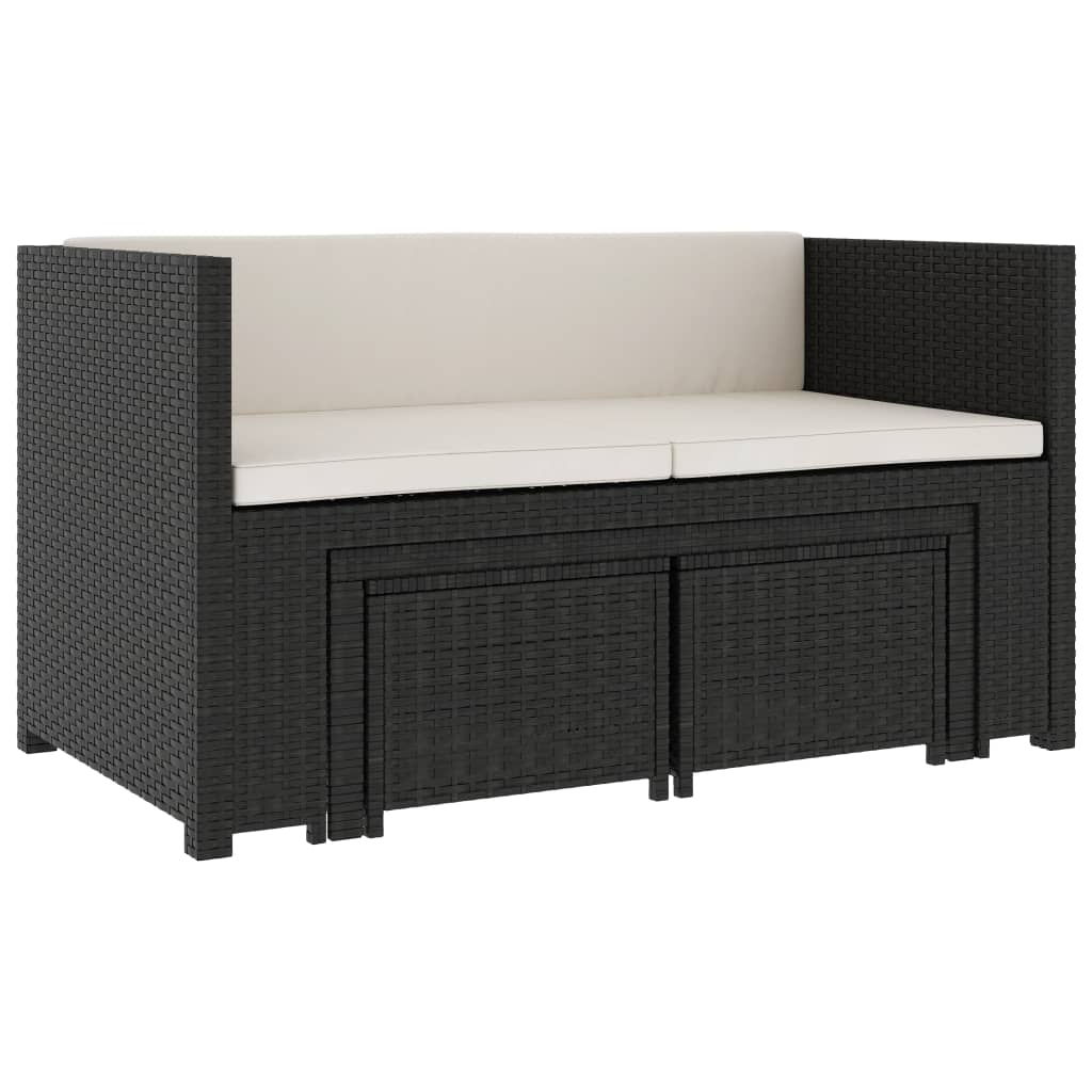 Set Divani da Giardino 5 pz con Cuscini in Polyrattan Nero - homemem39