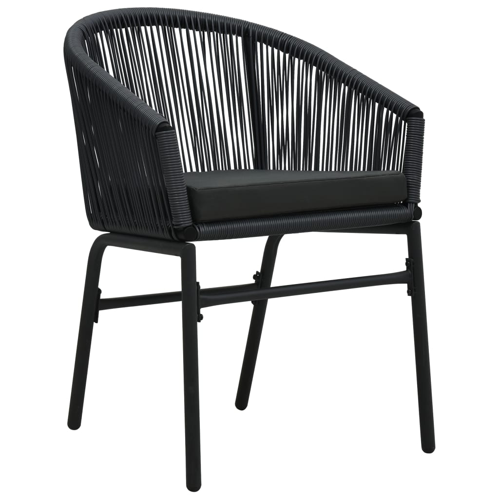 Set da Bistrot 3 pz con Cuscini in Polyrattan Nero - homemem39