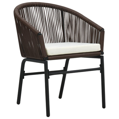 Set da Bistrot 3 pz con Cuscini in Polyrattan Marrone - homemem39