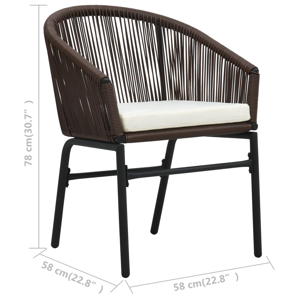 Set da Bistrot 3 pz con Cuscini in Polyrattan Marrone - homemem39