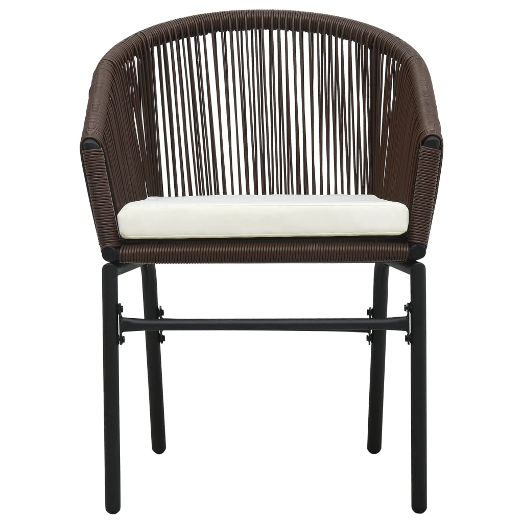 Set da Bistrot 3 pz con Cuscini in Polyrattan Marrone - homemem39