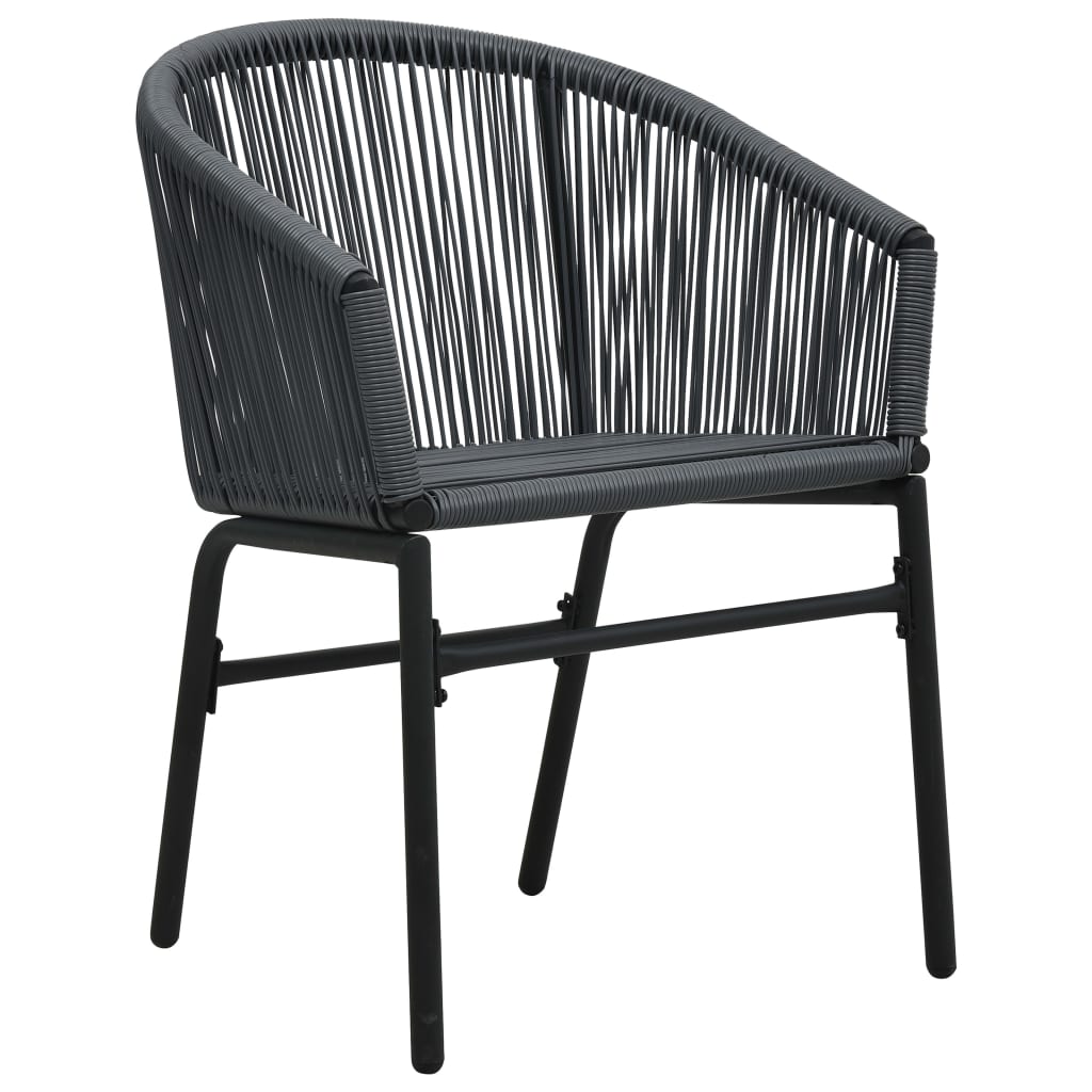 Set da Bistrot 3 pz con Cuscini in Polyrattan Grigio - homemem39