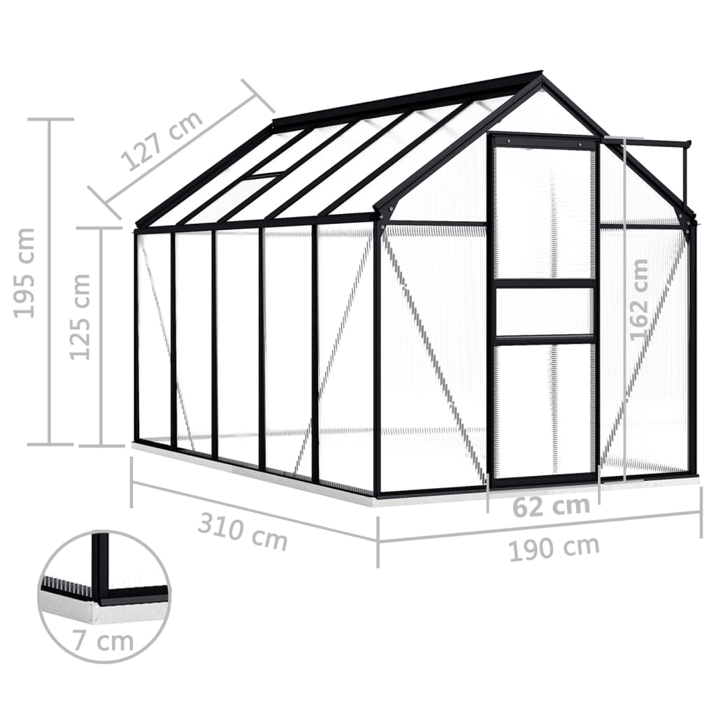 Serra con Telaio Base in Alluminio Antracite 5,89 m² - homemem39