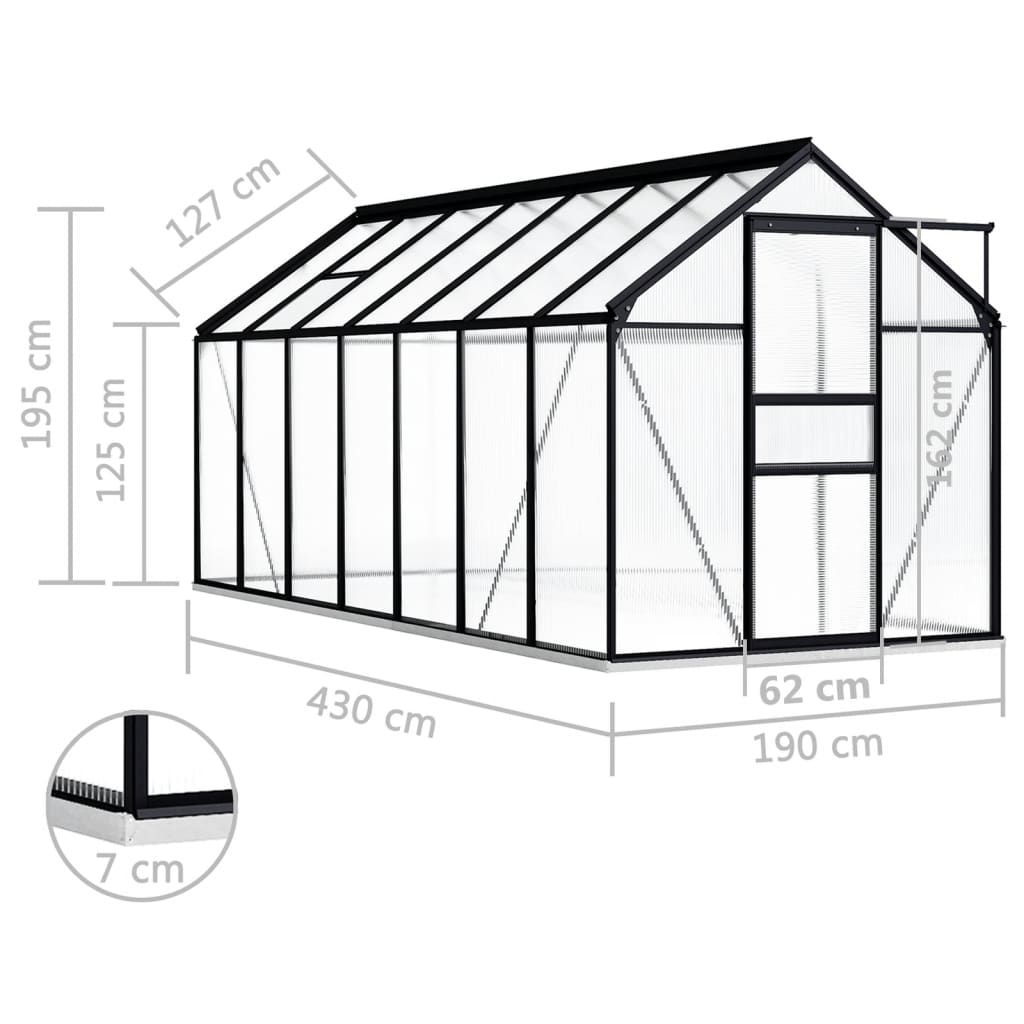 Serra con Telaio Base in Alluminio Antracite 8,17 m² - homemem39