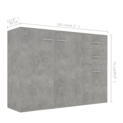 Credenza Grigio Cemento 105x30x75 cm in Legno Multistrato - homemem39