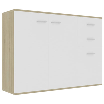 Credenza Bianca e Rovere Sonoma 105x30x75 cm Legno Multistrato - homemem39