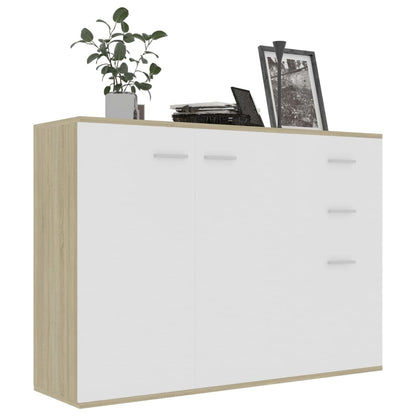 Credenza Bianca e Rovere Sonoma 105x30x75 cm Legno Multistrato - homemem39