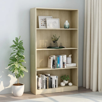 Libreria a 4 Ripiani Rovere Sonoma 80x24x142 cm in Truciolato - homemem39