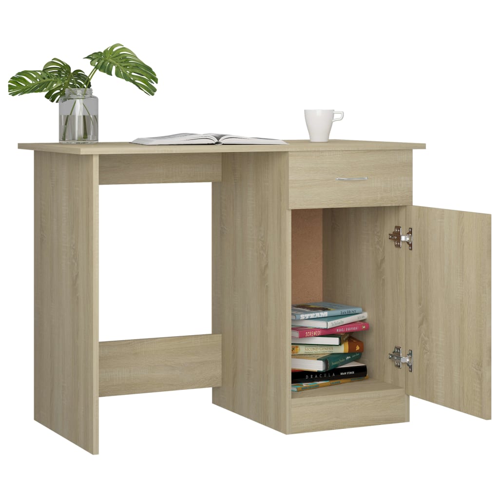 Scrivania Rovere Sonoma 100x50x76 cm in Legno Multistrato - homemem39