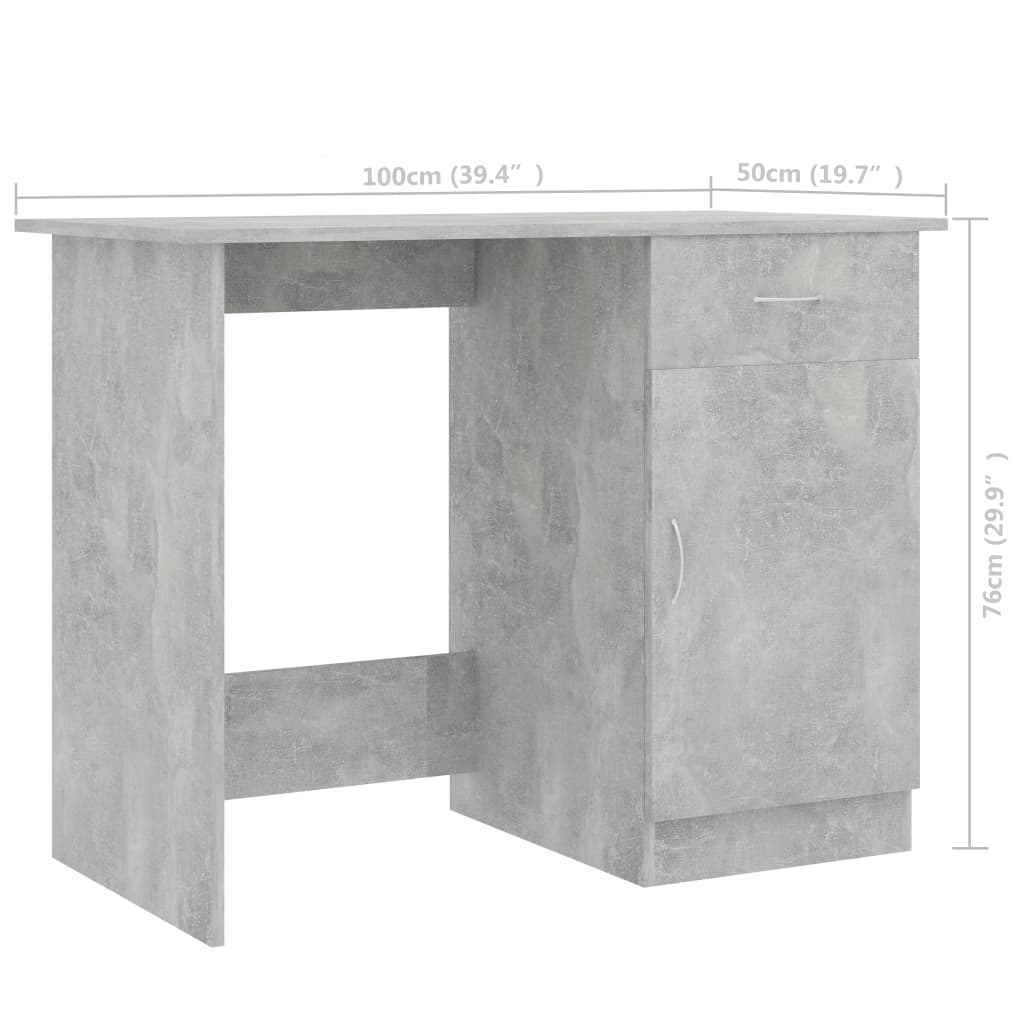 Scrivania Grigio Cemento 100x50x76 cm in Truciolato - homemem39