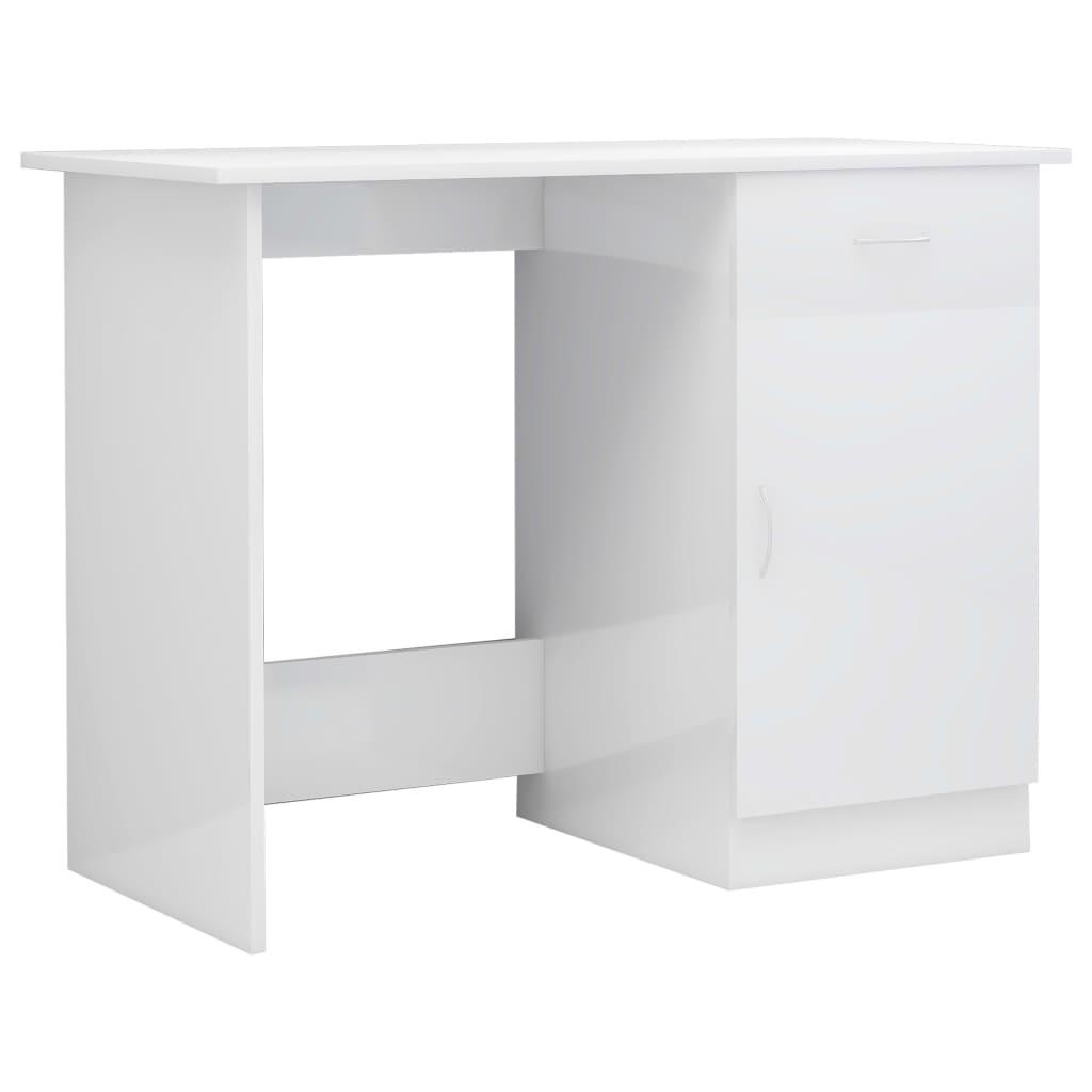 Scrivania Bianco Lucido 100x50x76 cm in Legno Multistrato - homemem39