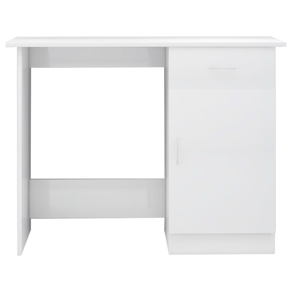 Scrivania Bianco Lucido 100x50x76 cm in Legno Multistrato - homemem39